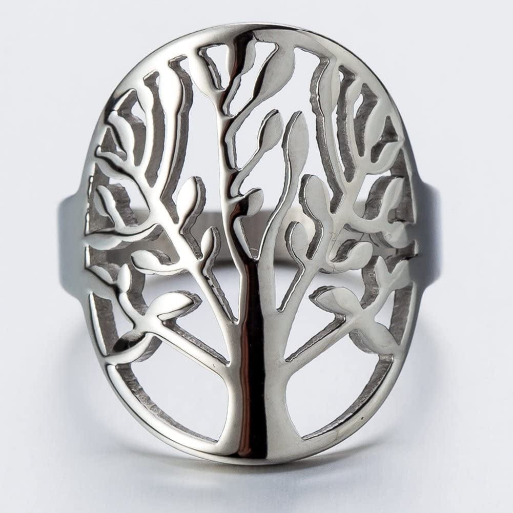 Stainless Steel Tree of Life Ring Statement Promise Anniversary Cocktail Party