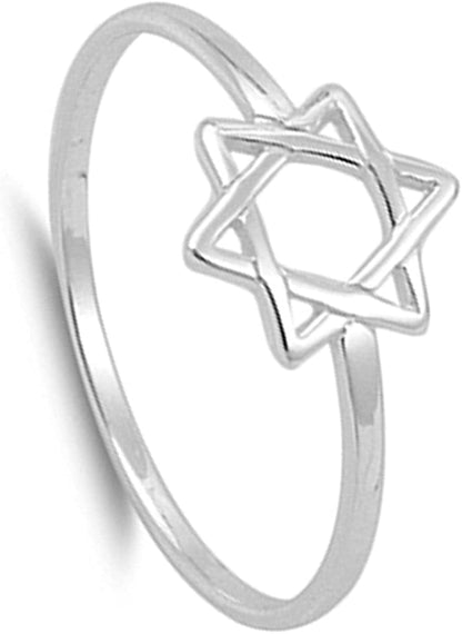 Star of David Religious Unique Ring New .925 Sterling Silver Band Sizes 2-13