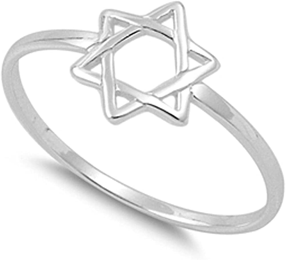 Star of David Religious Unique Ring New .925 Sterling Silver Band Sizes 2-13