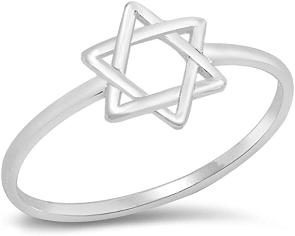 Star of David Religious Unique Ring New .925 Sterling Silver Band Sizes 2-13 6