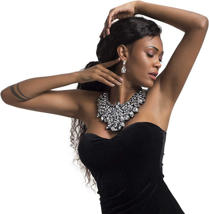 Statement Choker Necklace Earrings for Women, Costume Chunky Jewelry 1 Set