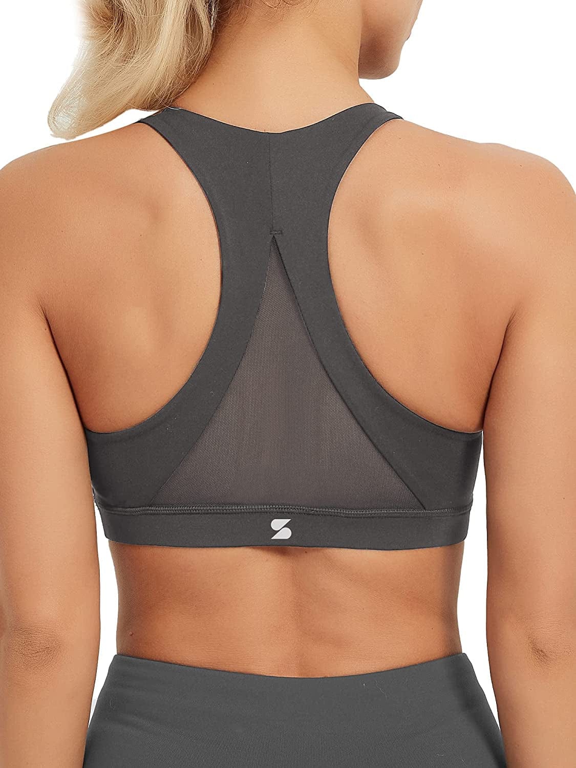 Stelle Women’S Longline Sports Bra Wirefree Padded Crop Tank Top Medium Support for Yoga Workout Fitness 8-charcoal-top / X-Small