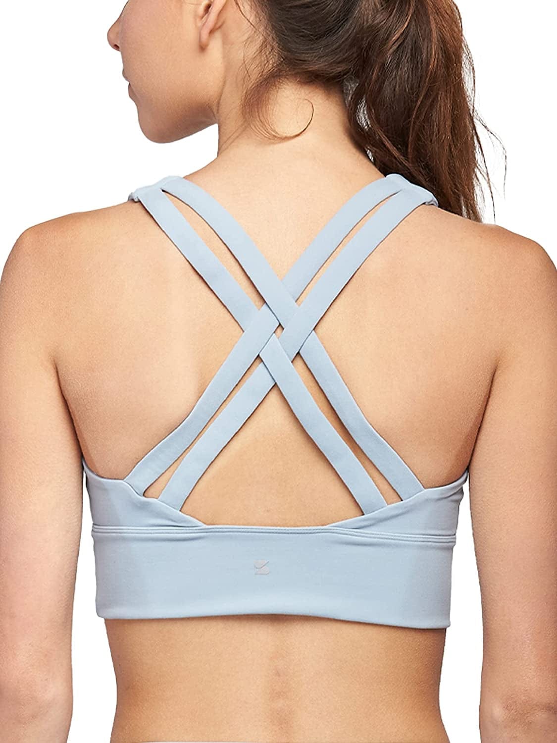 Stelle Women’S Longline Sports Bra Wirefree Padded Crop Tank Top Medium Support for Yoga Workout Fitness 5-steel Blue / Medium