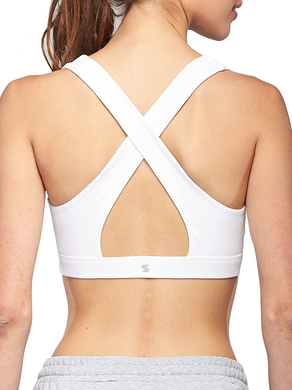 Stelle Women’S Longline Sports Bra Wirefree Padded Crop Tank Top Medium Support for Yoga Workout Fitness 6-white / Medium