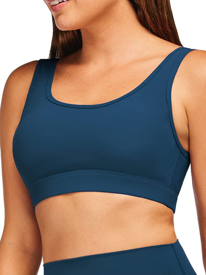 Stelle Women’S Longline Sports Bra Wirefree Padded Crop Tank Top Medium Support for Yoga Workout Fitness 3-oceanic (U-back) / Medium