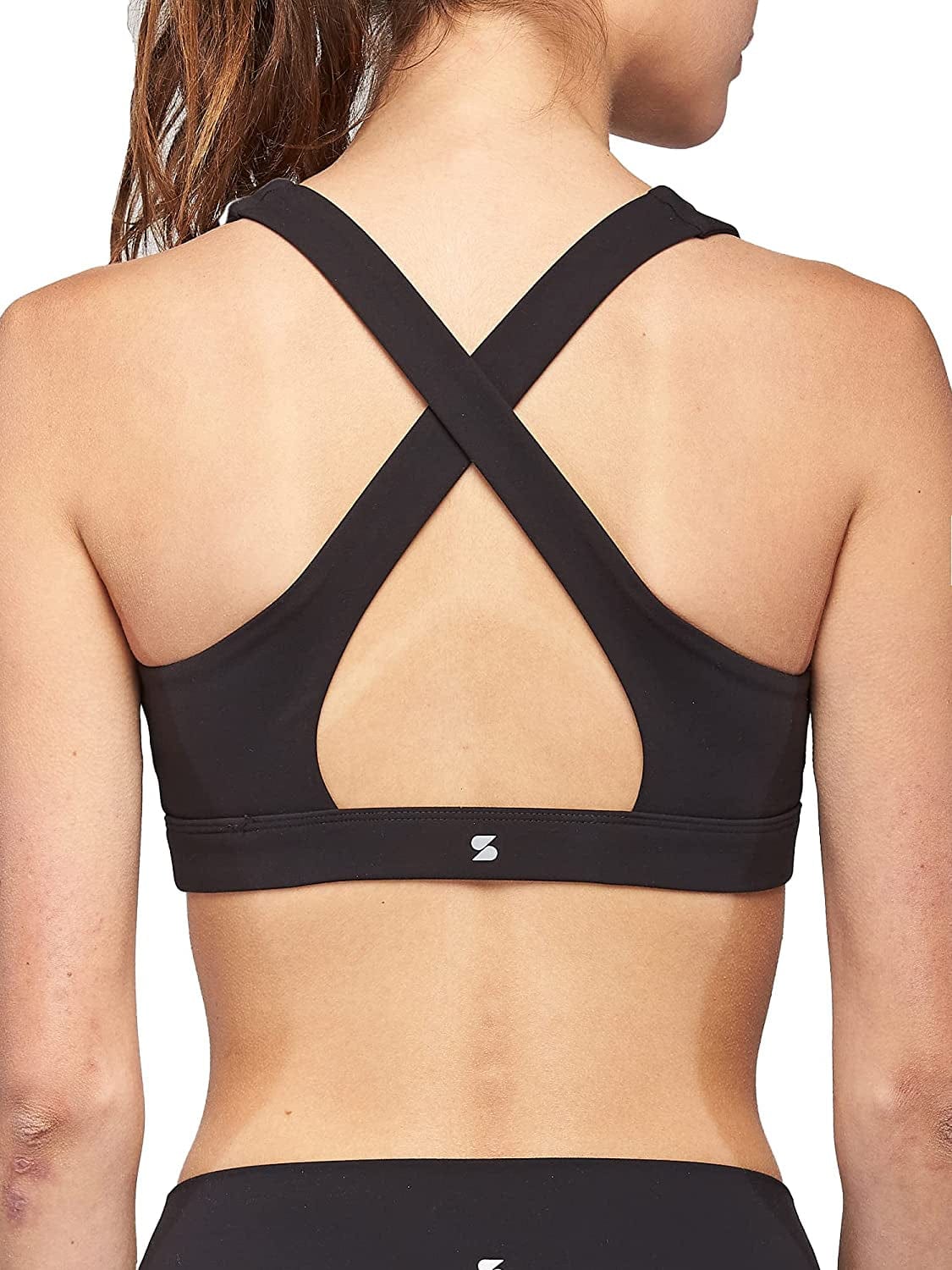 Stelle Women’S Longline Sports Bra Wirefree Padded Crop Tank Top Medium Support for Yoga Workout Fitness 6-black / X-Small