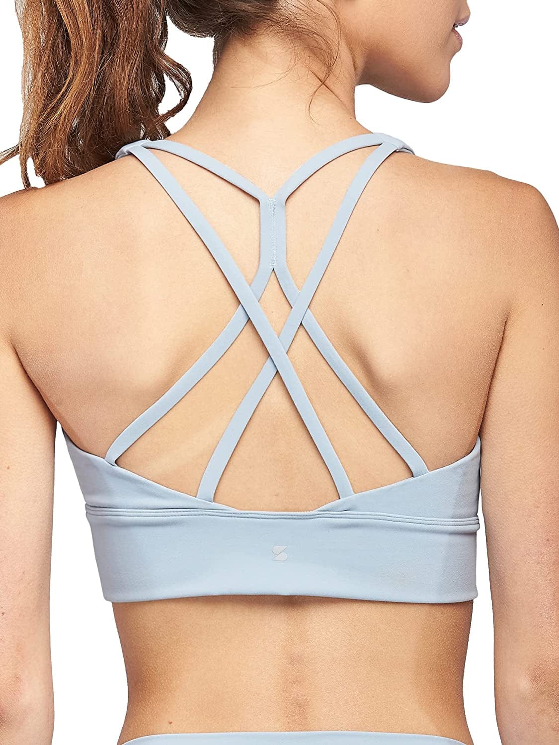 Stelle Women’S Longline Sports Bra Wirefree Padded Crop Tank Top Medium Support for Yoga Workout Fitness 2-steel Blue (Crisscross Back) / X-Large