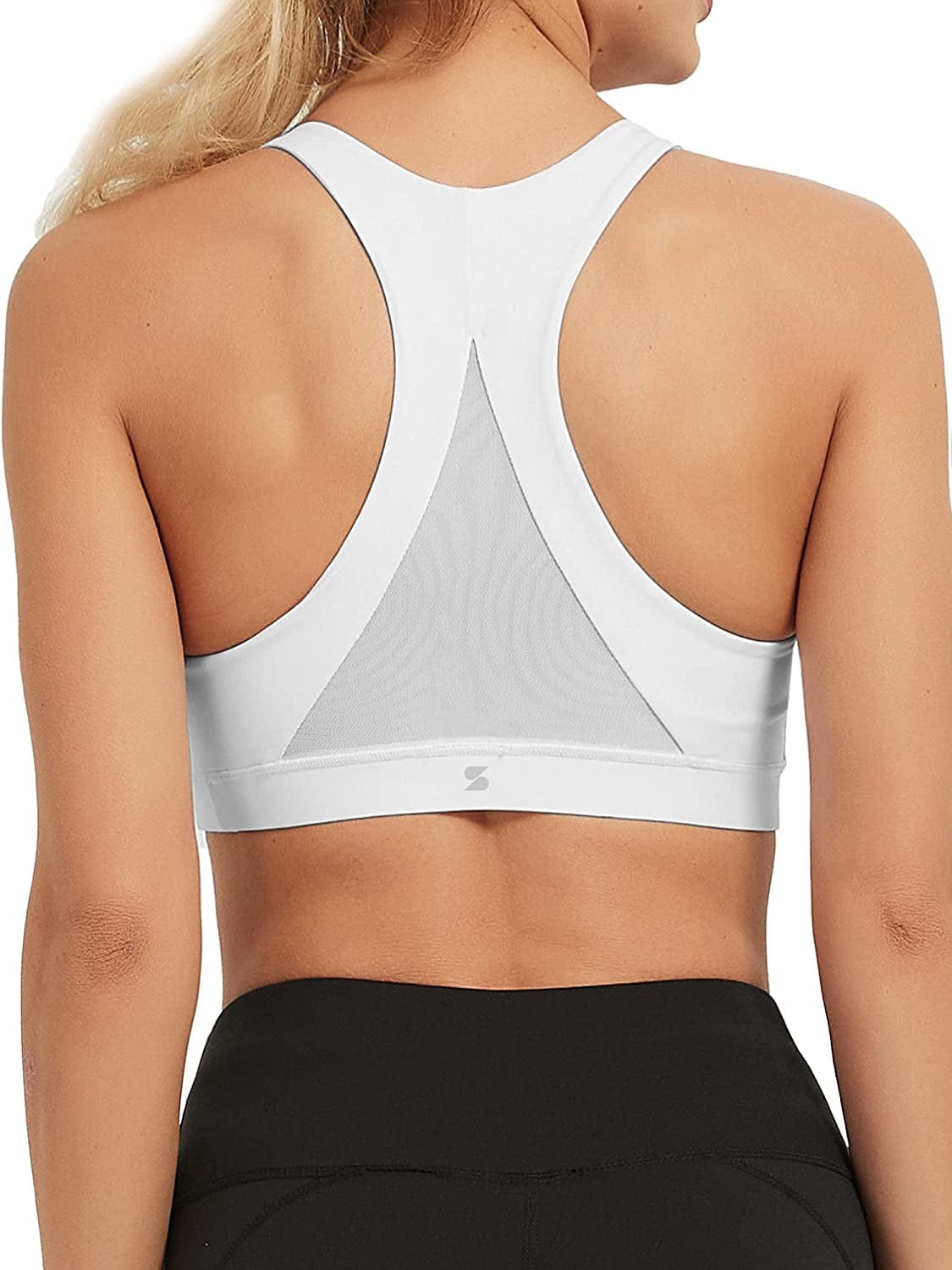 Stelle Women’S Longline Sports Bra Wirefree Padded Crop Tank Top Medium Support for Yoga Workout Fitness 8-white / Medium