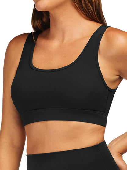 Stelle Women’S Longline Sports Bra Wirefree Padded Crop Tank Top Medium Support for Yoga Workout Fitness 3-black (U-back) / X-Small