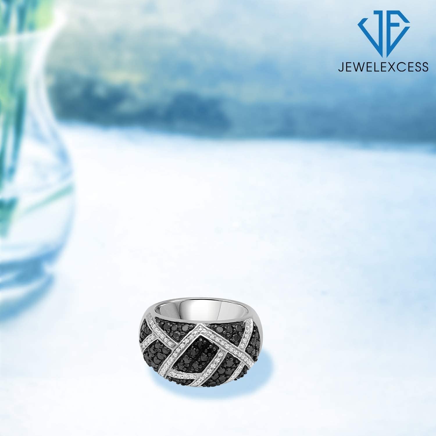 Sterling Silver 1 Carat Black & White Diamond Ring for Women | Diamonds for Everyday Womens Wear