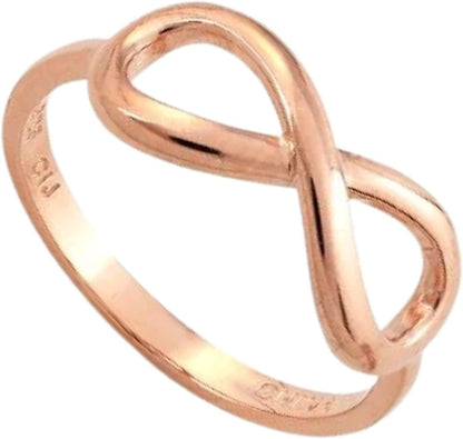 Sterling Silver 14K Gold Plated Infinity Ring for Women | Gold and Silver Infinity Designed Band Ring by Rose Gold Plated Infinity Ring / 8