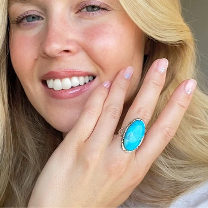 Sterling Silver 925 Ring with Genuine Turquoise (SELECT Color)