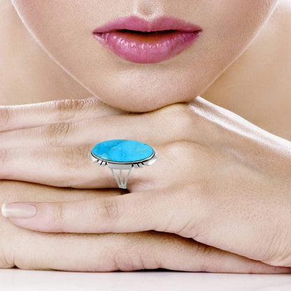 Sterling Silver 925 Ring with Genuine Turquoise (SELECT Color)
