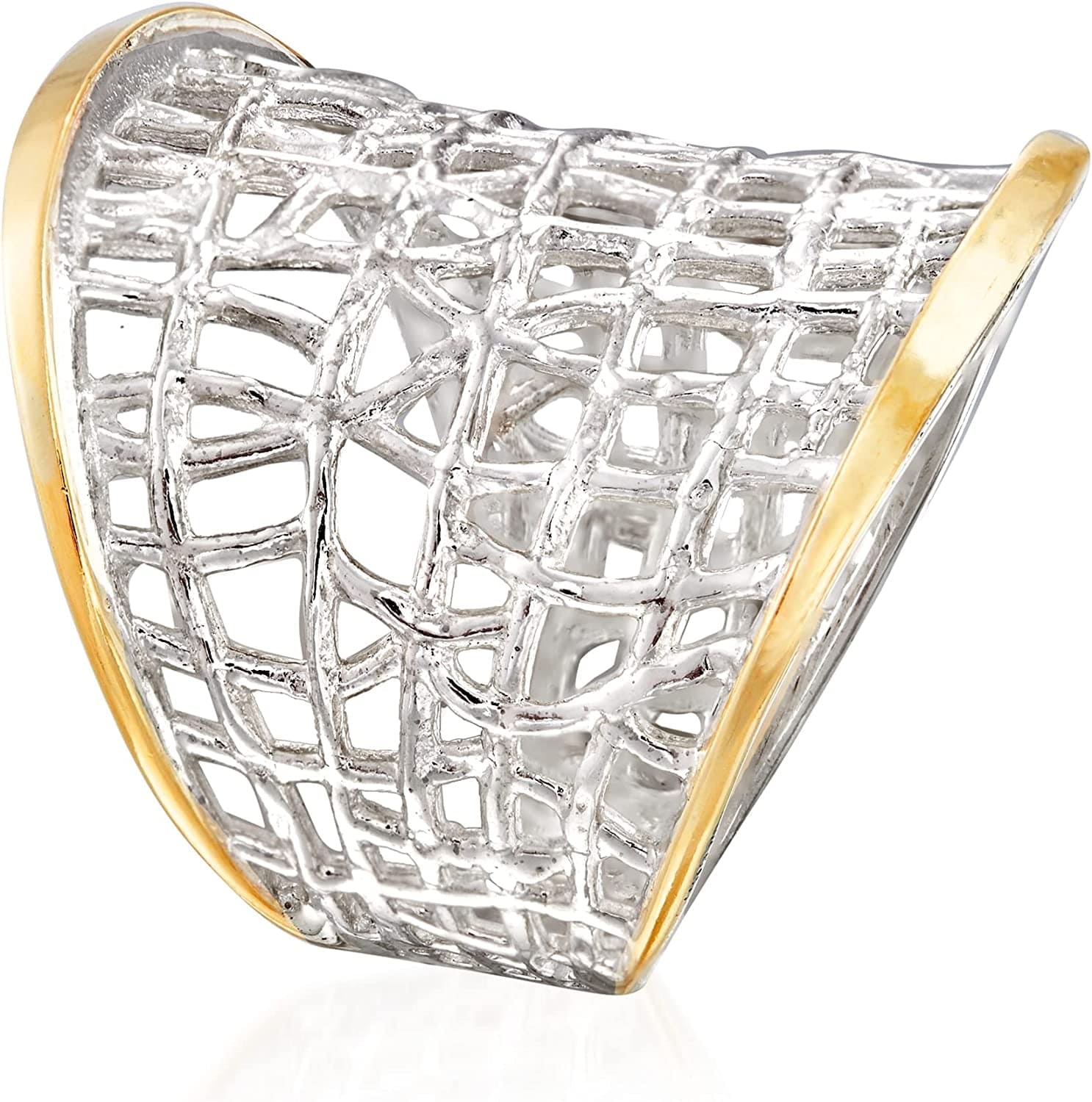 Sterling Silver and 14Kt Yellow Gold Free-Form Lattice Ring