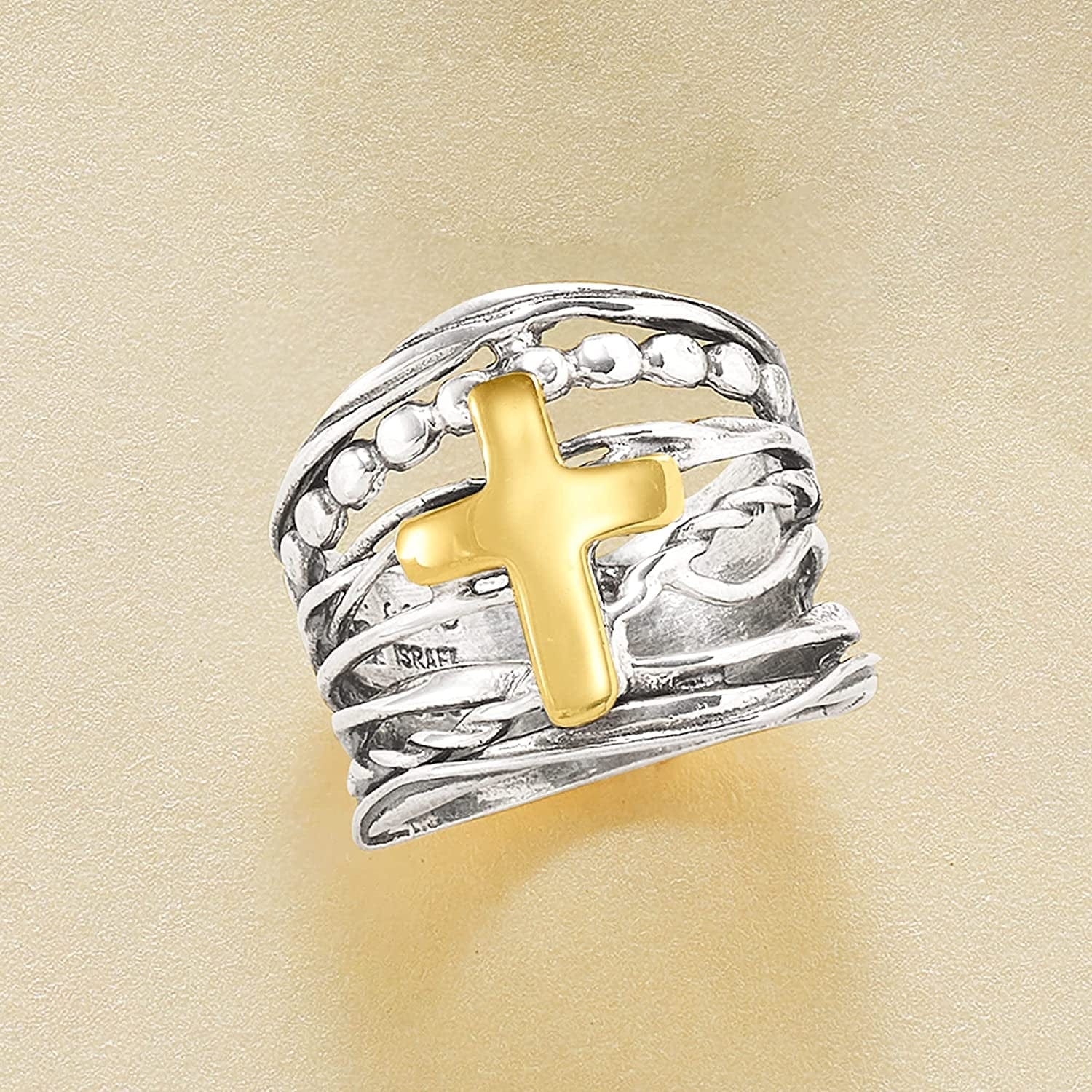 Sterling Silver and 14Kt Yellow Gold Multi-Row Ring