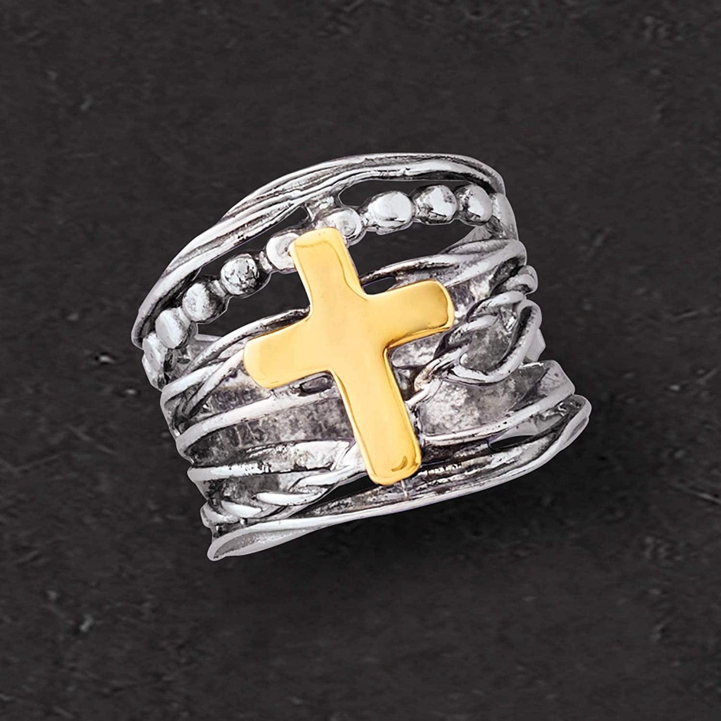 Sterling Silver and 14Kt Yellow Gold Multi-Row Ring