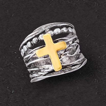 Sterling Silver and 14Kt Yellow Gold Multi-Row Ring