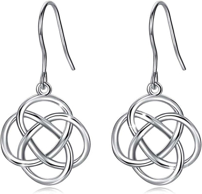 Sterling Silver Celtic Knot Dangle Earrings for Women Girls, Irish Jewelry Good Luck Gifts for Her Eternity Knot