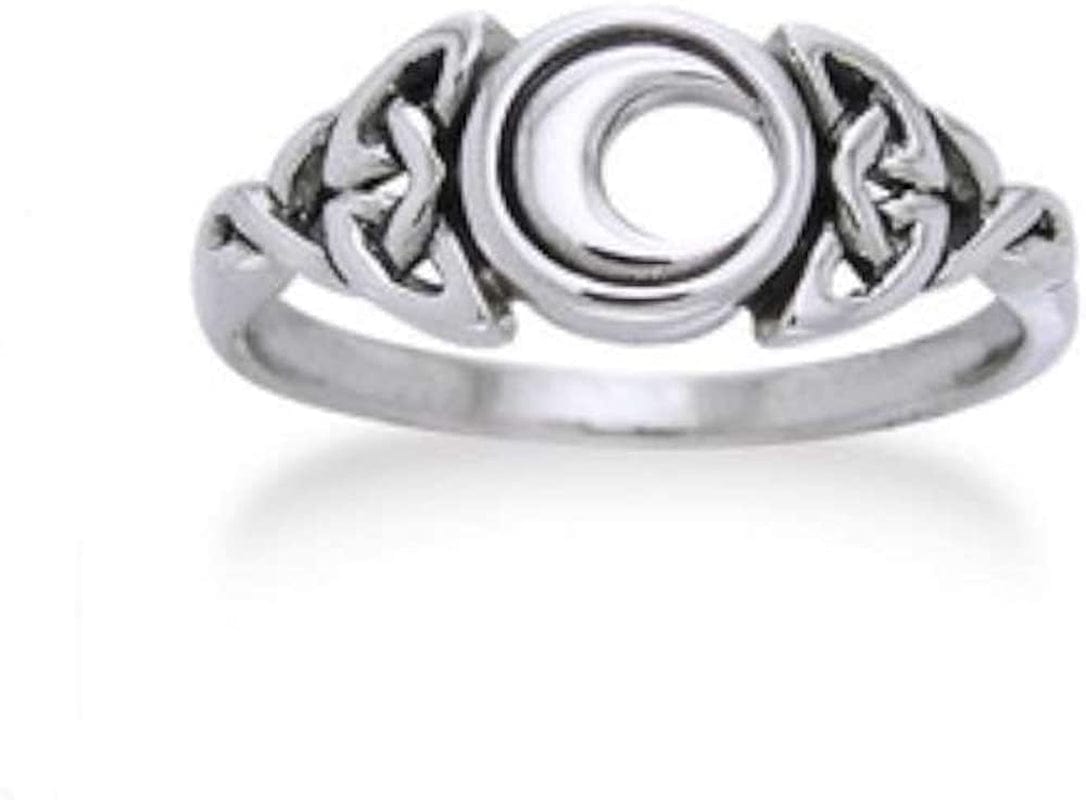 Sterling Silver Celtic Trinity Knot and Crescent Moon Ring(Sizes 3,4,5,6,7,8,9,10,11,12,13,14,15) Silver (Size 10)