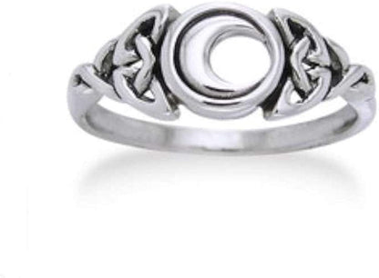 Sterling Silver Celtic Trinity Knot and Crescent Moon Ring(Sizes 3,4,5,6,7,8,9,10,11,12,13,14,15) Silver (Size 10)