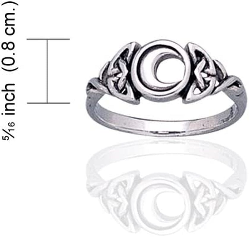 Sterling Silver Celtic Trinity Knot and Crescent Moon Ring(Sizes 3,4,5,6,7,8,9,10,11,12,13,14,15)