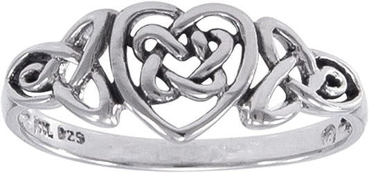 Sterling Silver Celtic Trinity Knot Heart Ring(Sizes 3,4,5,6,7,8,9,10,11,12,13,14,15,16) 3