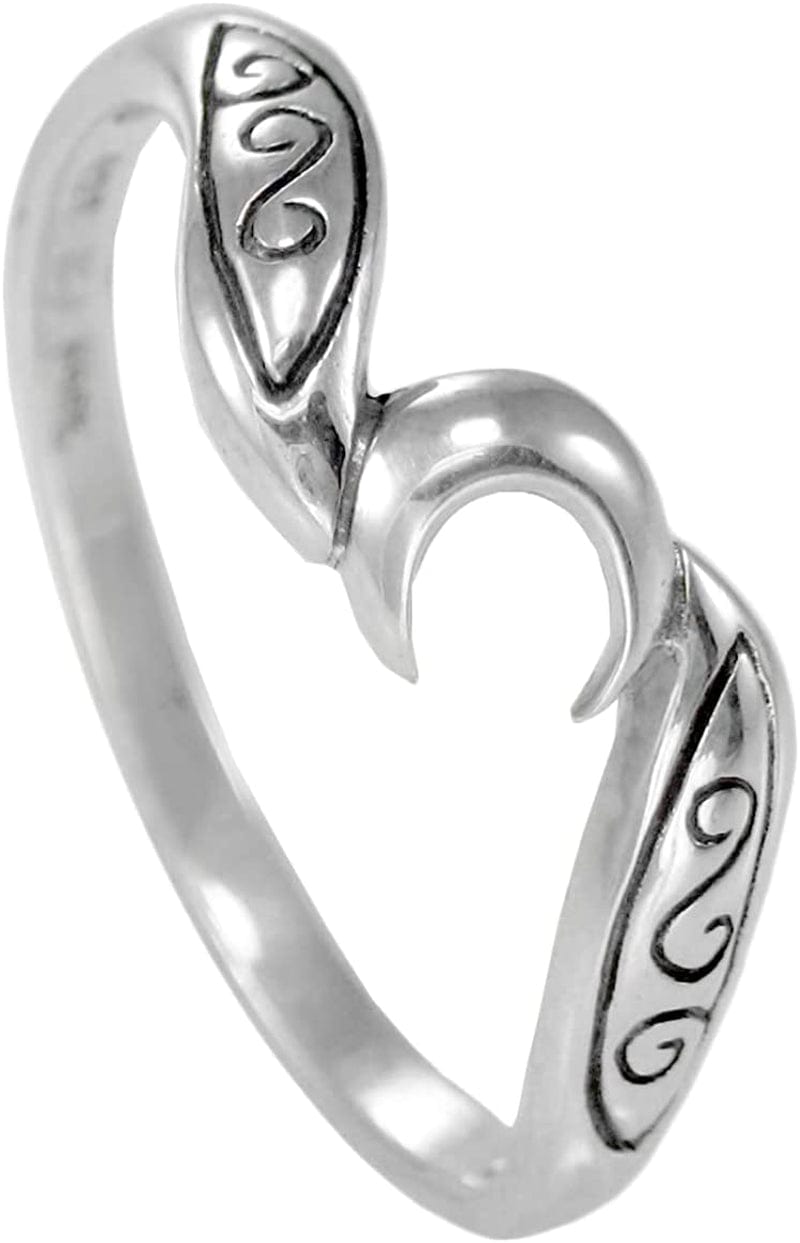 Sterling Silver Crescent Moon Ring (Size 4-15) 9