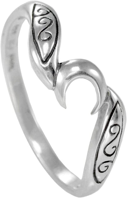 Sterling Silver Crescent Moon Ring (Size 4-15) 9