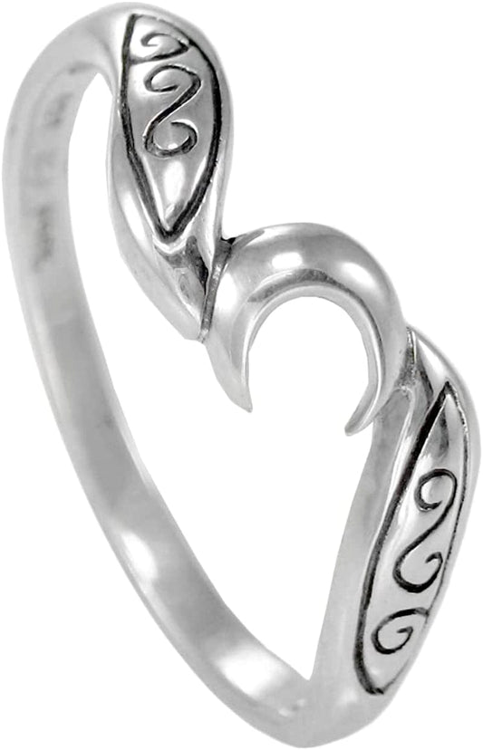Sterling Silver Crescent Moon Ring (Size 4-15) 9