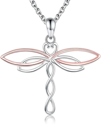 Sterling Silver Dragonfly Necklace for Women: Celtic Infinity Dragonfly Pendant Christmas Jewelry Gifts for Dragonfly Lovers Infinity dragonfly
