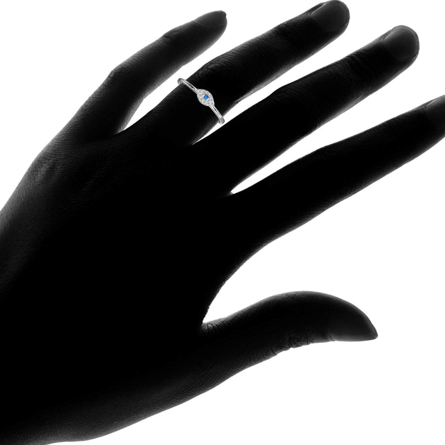 Sterling Silver Evil Eye Ring London Blue CZ Sizes 5-8