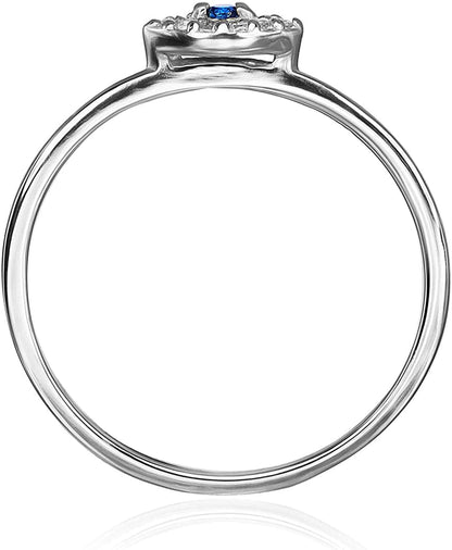 Sterling Silver Evil Eye Ring London Blue CZ Sizes 5-8