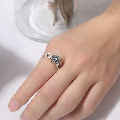 Sterling Silver Forever in My Heart Cremation Jewelry Urn Rings Hold Loved Ones Ashes - Tree of Life Urn Finger Rings Memorial Ashes Keepsake Jewelry Gifts for Women Men