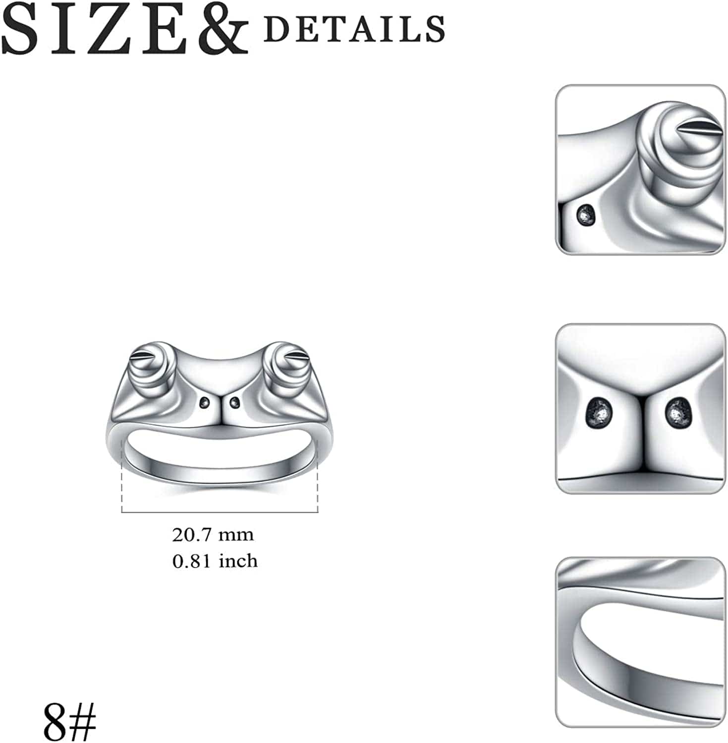 Sterling Silver Frog Rings for Women Vintage Cute Animal Finger Ring Silver Fashion Party Jewelry Gifts for Women Girl