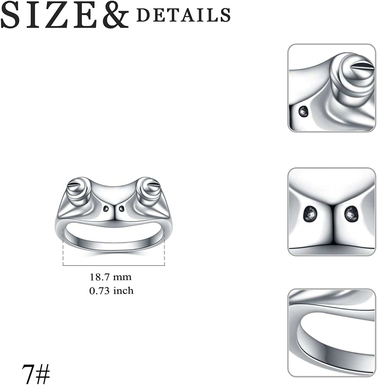 Sterling Silver Frog Rings for Women Vintage Cute Animal Finger Ring Silver Fashion Party Jewelry Gifts for Women Girl