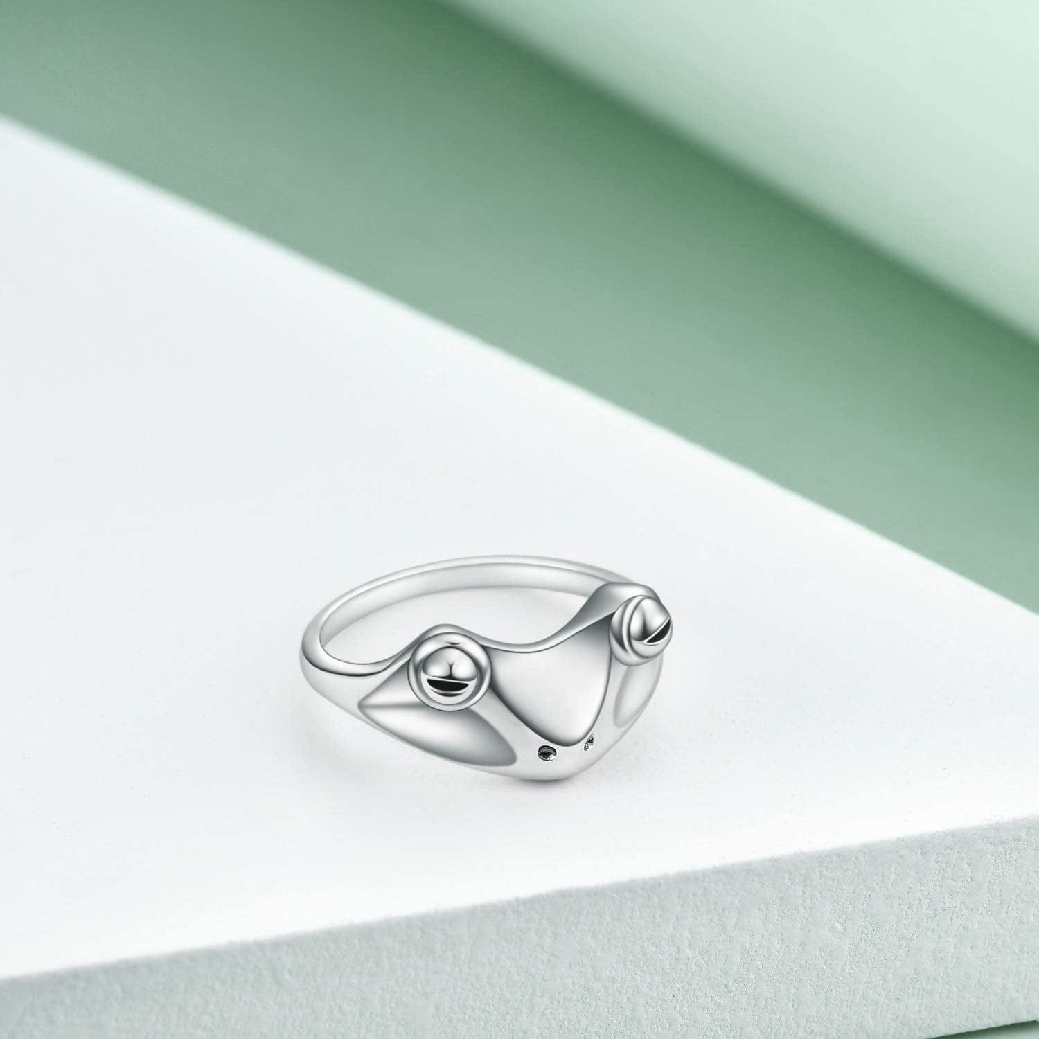Sterling Silver Frog Rings for Women Vintage Cute Animal Finger Ring Silver Fashion Party Jewelry Gifts for Women Girl