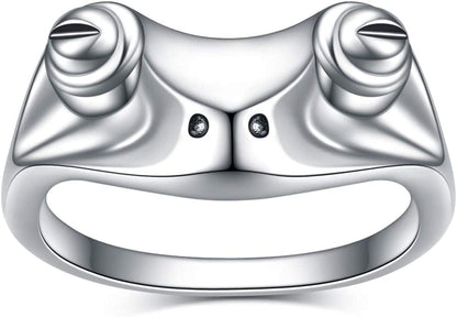 Sterling Silver Frog Rings for Women Vintage Cute Animal Finger Ring Silver Fashion Party Jewelry Gifts for Women Girl Frog Ring 1 / 7