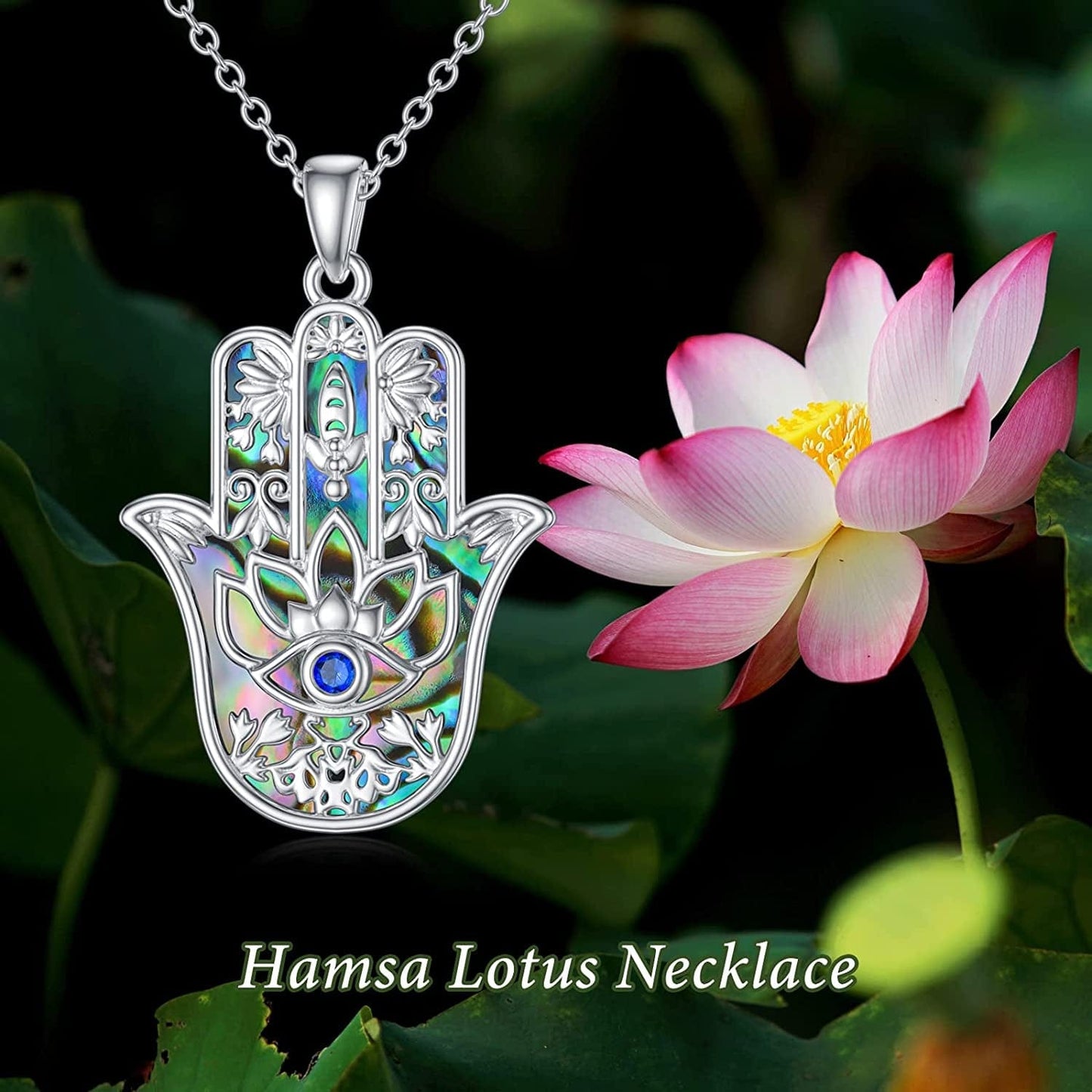 Sterling Silver Hamsa Fatima Necklace Elephant Necklace Blue Eye Pendant Jewelry for Men Women Girls Boy