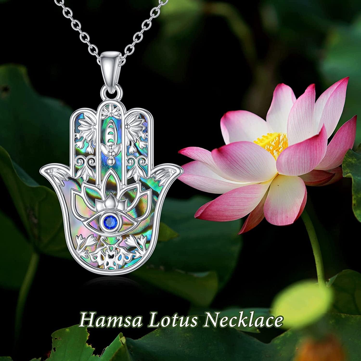 Sterling Silver Hamsa Fatima Necklace Elephant Necklace Blue Eye Pendant Jewelry for Men Women Girls Boy