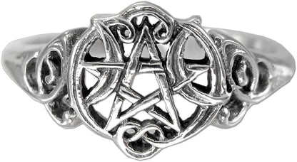 Sterling Silver Heart Pentacle Wiccan Pentagram Ring (Size 4-15) 7