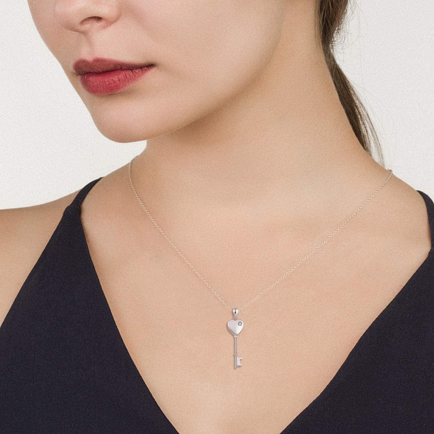 Sterling Silver Key Urn Necklace Heart Shape Urn Pendant Cremation Ashes Keepsake Memorial Jewelry