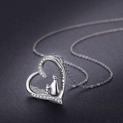 Sterling Silver Mom Necklace Mama Bear Pendant Necklace Jewelry for New Mom Grandmother Women