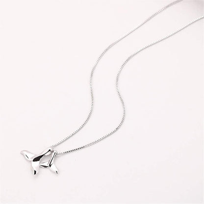 Sterling Silver Necklace with Double Mermaid Tail Pendants for Women Girls Men Delicate Personalized Polished Fish Whale Tail Pendant Dangling 18" Chain Fashion Jewelry