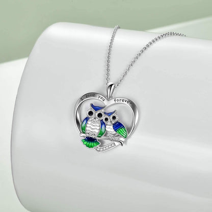Sterling Silver Owl Necklace Mother Daughter Owl Lover Bird Pendant Necklace Mother'S Day Gifts for Women Grandmother Daughter Mom