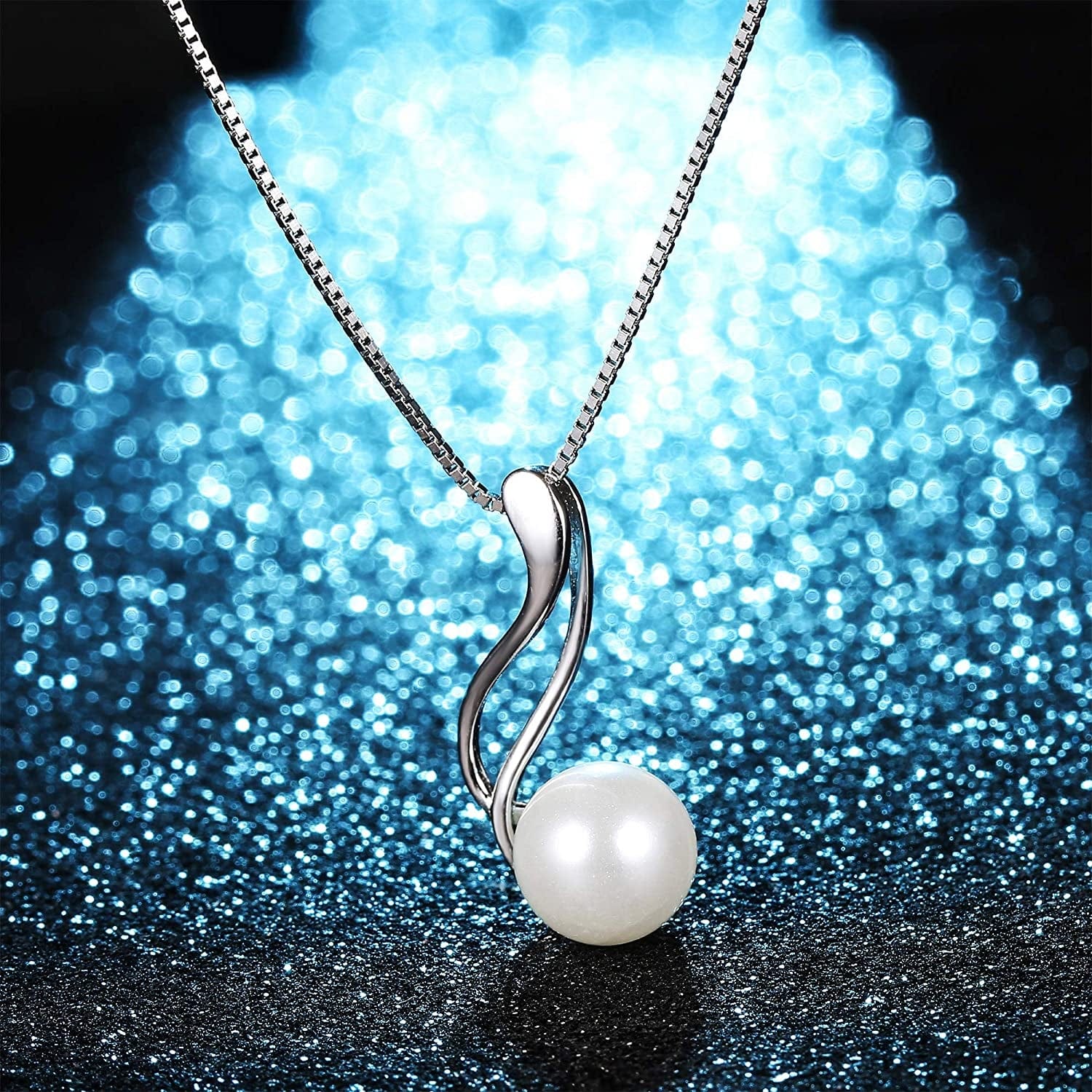 Sterling Silver Pearl Jewelry Set 18K Gold Plated Genuine Freshwater Cultured Pearl Jewelry Pendant Necklace Pearl Earrings for Women Girls White Pearl Set