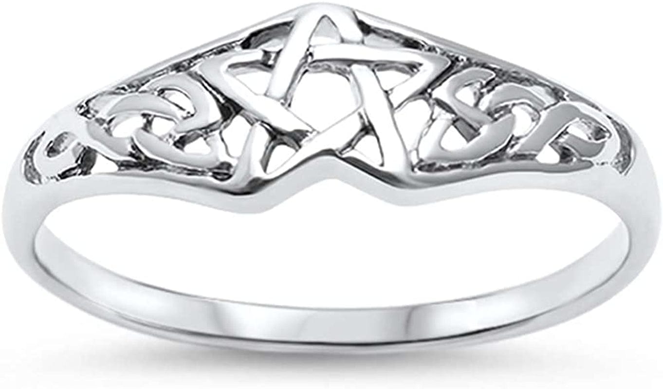 Sterling Silver Pentagram Celtic Star Ring Sizes 4-11 8