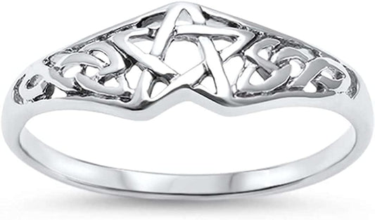 Sterling Silver Pentagram Celtic Star Ring Sizes 4-11 8