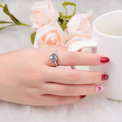 Sterling Silver Rose Flower / Angel Wings / Tree of Life Urn Ring Hold Loved Ones Ashes Always in My Heart Keepsake Memorial Jewelry Cremation Rings for Women