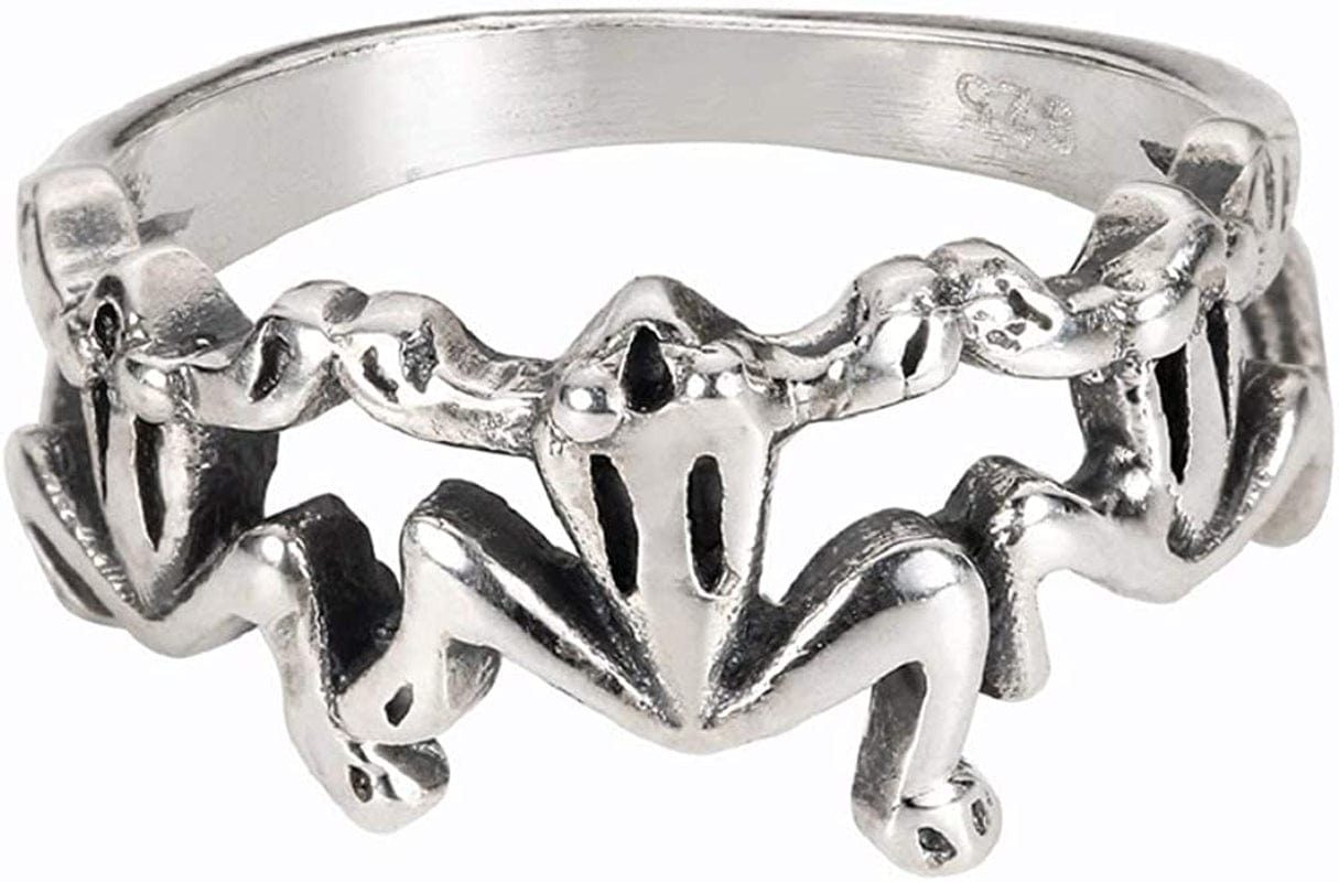 Sterling Silver Three Little Frogs Ring (Sizes 2-15)