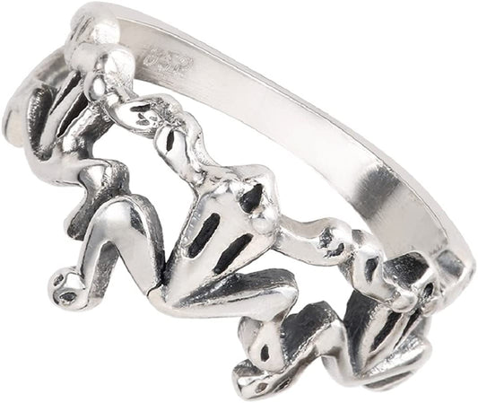 Sterling Silver Three Little Frogs Ring (Sizes 2-15) 10